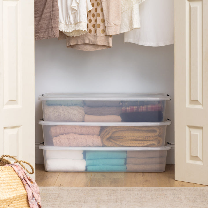 3pk 50qt Underbed Storage Totes - IRIS USA