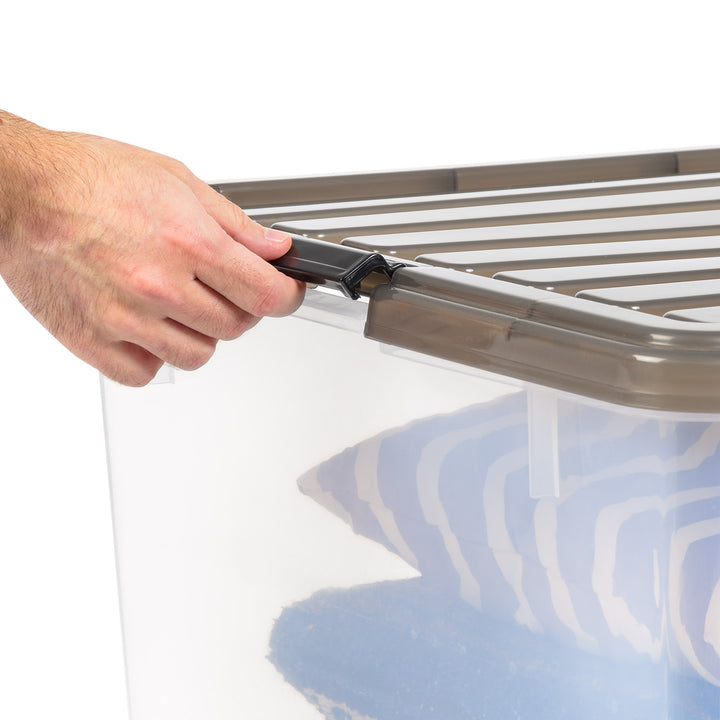IRIS USA 3 Pack 144qt Large Clear View Plastic Storage Bin with Lid and Secure Latching Buckles - IRIS USA, Inc.