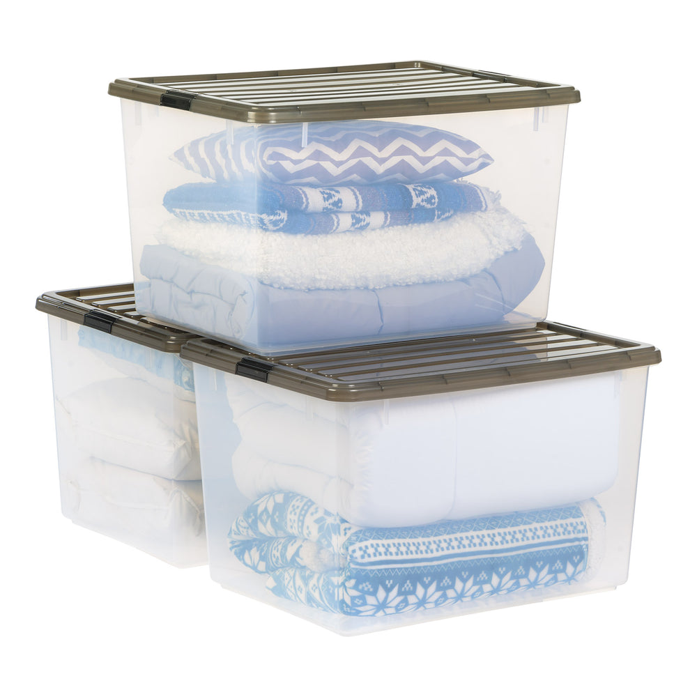 IRIS USA 3 Pack 144qt Large Clear View Plastic Storage Bin with Lid and Secure Latching Buckles - IRIS USA, Inc.
