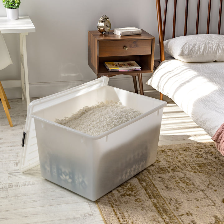 IRIS USA 132 Quart/36 Gal. Stackable Plastic Storage Bins with Lids and Latching Buckles, 3 Pack - Pearl, Containers with Lids, Durable Nestable Closet, Garage, Totes, Tubs Boxes Organizing - IRIS USA, Inc.