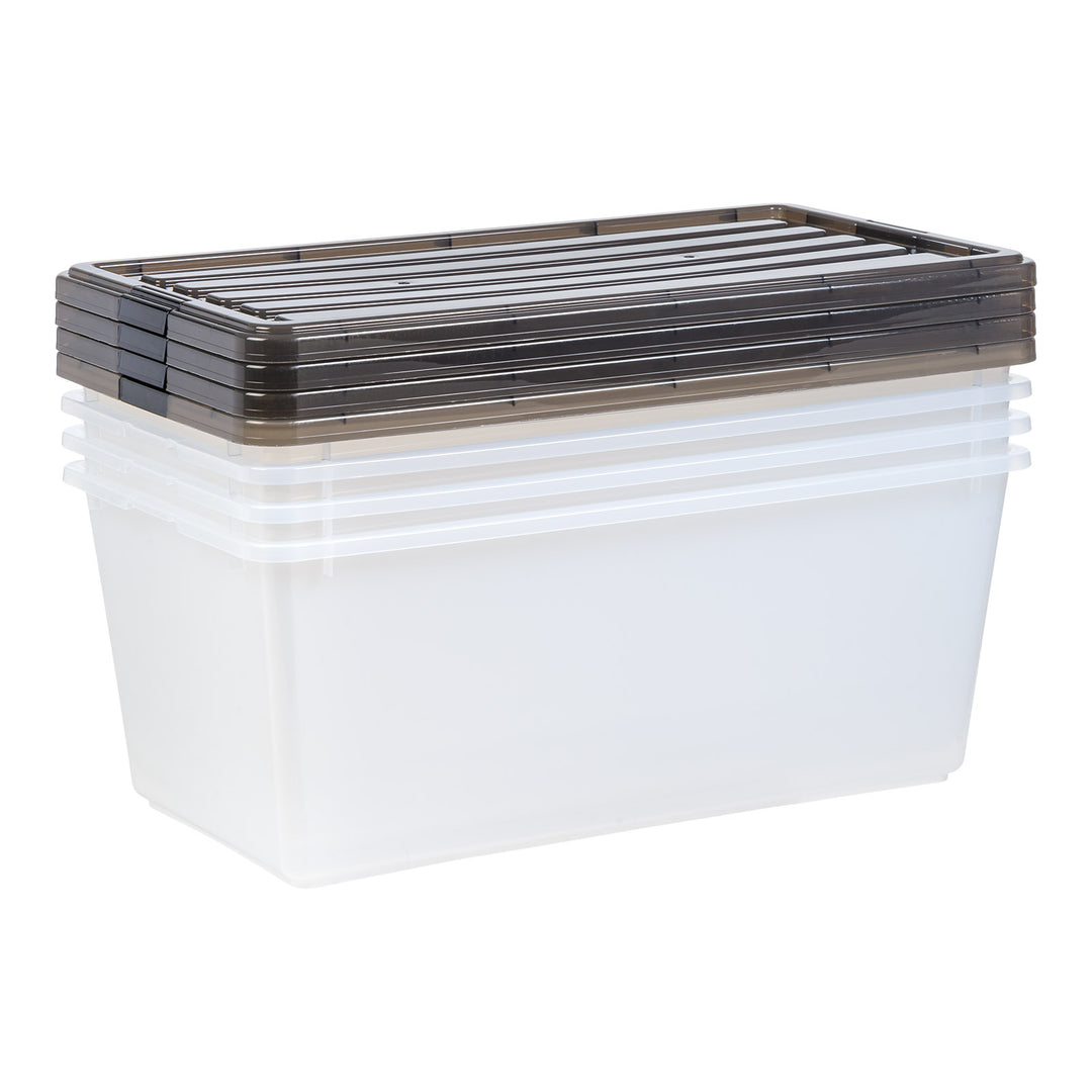 91 Qt. (22 gal.) Large Clear Latch Box, Stackable Plastic Storage Bin with Lid, Set of 4 - IRIS USA, Inc.