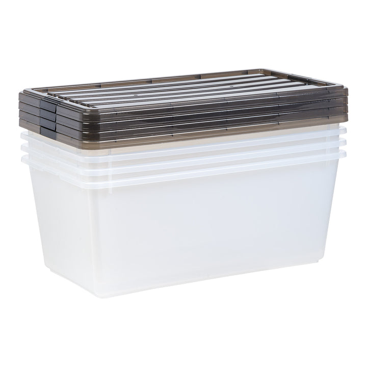91 Qt. (22 gal.) Large Clear Latch Box, Stackable Plastic Storage Bin with Lid, Set of 4 - IRIS USA, Inc.