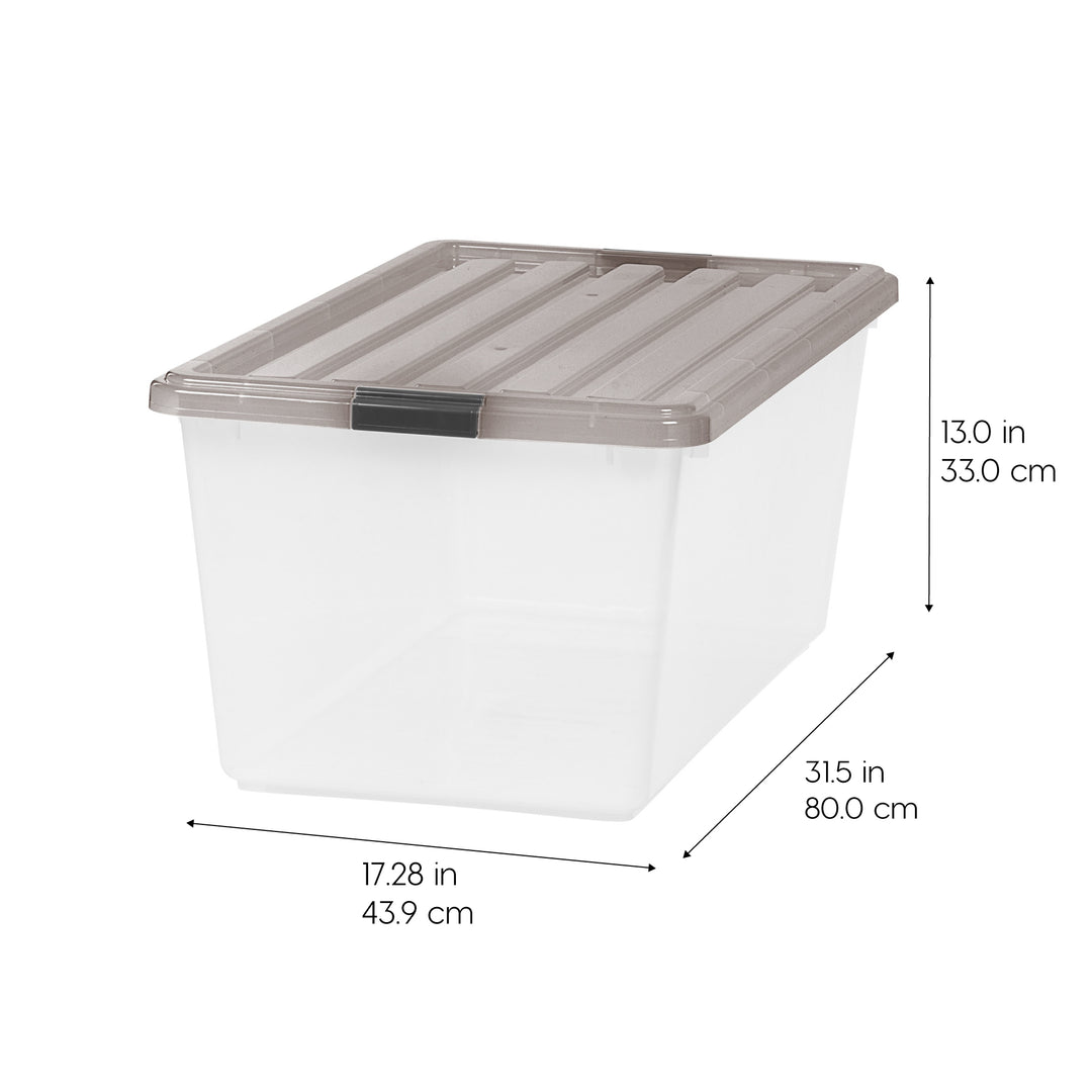 91 Qt. (22 gal.) Large Clear Latch Box, Stackable Plastic Storage Bin with Lid, Set of 4 - IRIS USA, Inc.