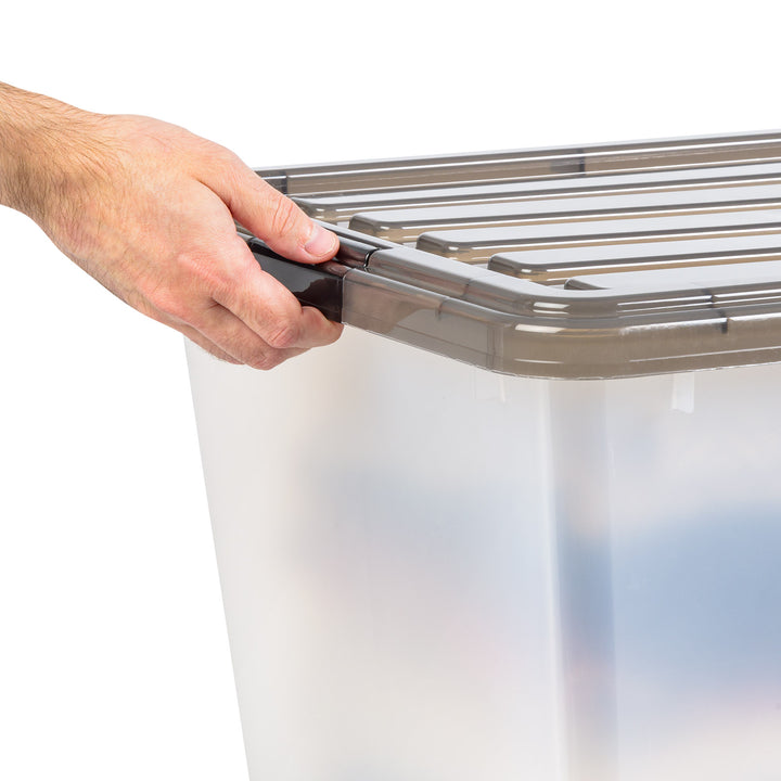 91 Qt. (22 gal.) Large Clear Latch Box, Stackable Plastic Storage Bin with Lid, Set of 4 - IRIS USA, Inc.