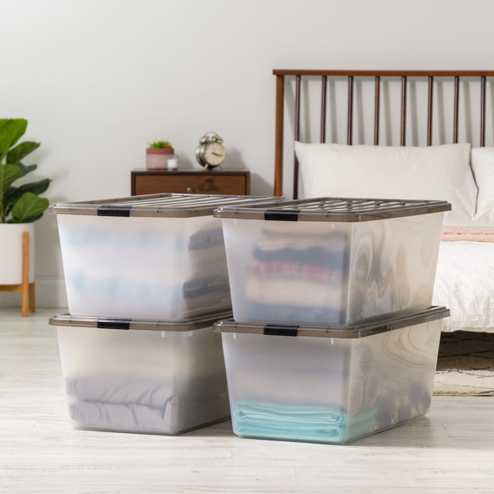 91 Qt. (22 gal.) Large Clear Latch Box, Stackable Plastic Storage Bin with Lid, Set of 4 - IRIS USA, Inc.