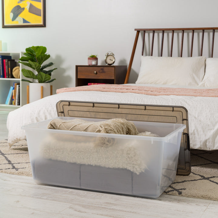 91 Qt. (22 gal.) Large Clear Latch Box, Stackable Plastic Storage Bin with Lid, Set of 4 - IRIS USA, Inc.