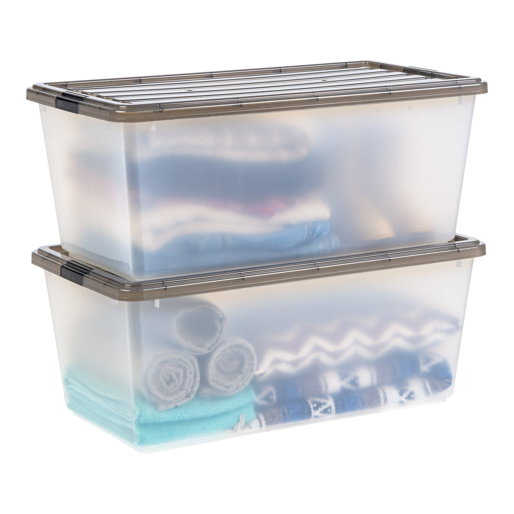 91 Qt. (22 gal.) Large Clear Latch Box, Stackable Plastic Storage Bin with Lid, Set of 4 - IRIS USA, Inc.