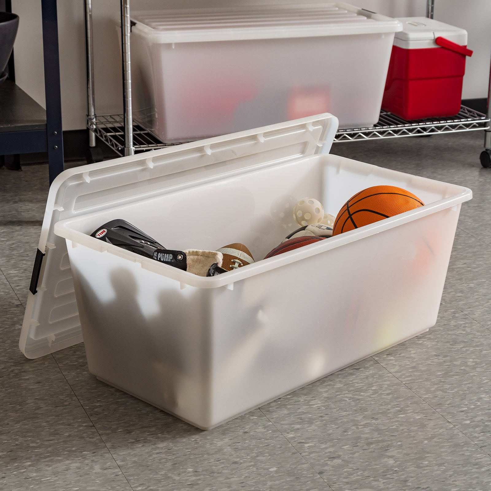 Stackable Buckle Down Storage Box - 91 QT 4 Pack – IRIS USA