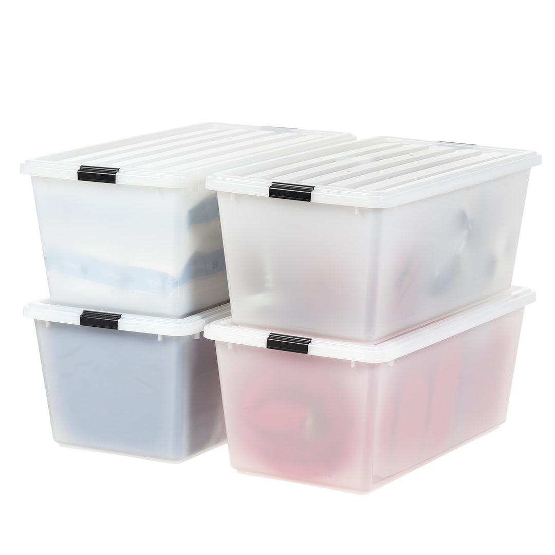 Stackable Buckle Down Storage Box - 91 QT 4 Pack - IRIS USA, Inc.