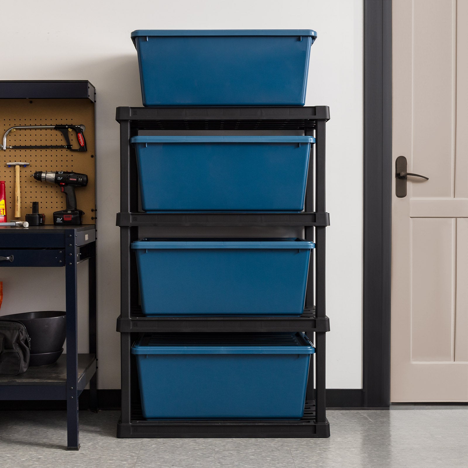 91Qt. Eco-Friendly Stackable Plastic Storage Bins 4 Pack – IRIS USA