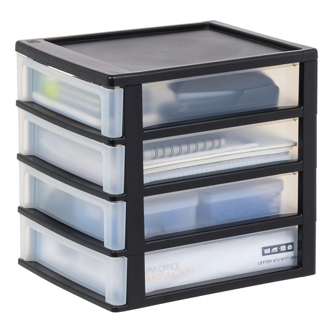 Desktop Storage Stack Medium 4-Drawer Compact Desktop Organizer, Stacking Desktop Unit, Blac ...