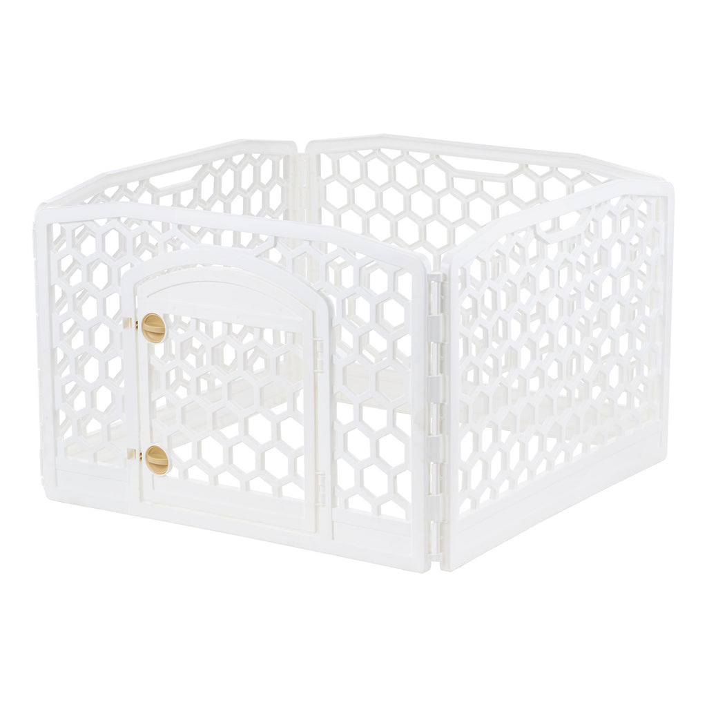 evenflo play space cream IRIS Dog Exercise Playpen, White, 24-in, 4-panel