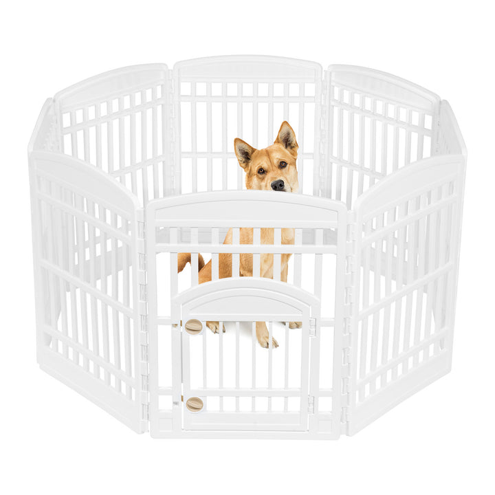 34" Exercise 8-Panel Pet Playpen with Door - IRIS USA, Inc. #color_white