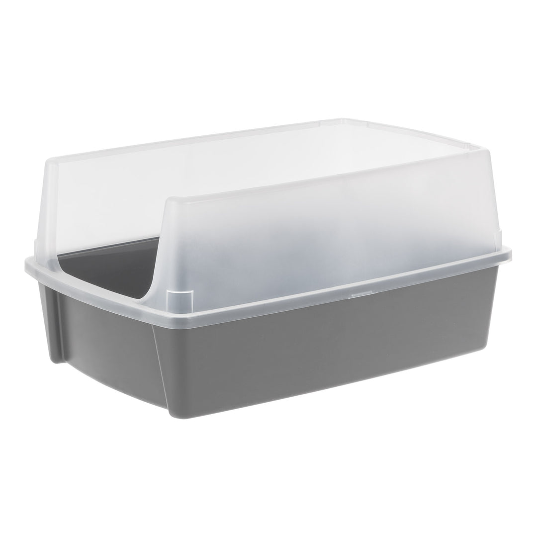 Extra Large Open-Top Cat Litter Box with High Sides | Easy to Clean for Big Cats, Gray
