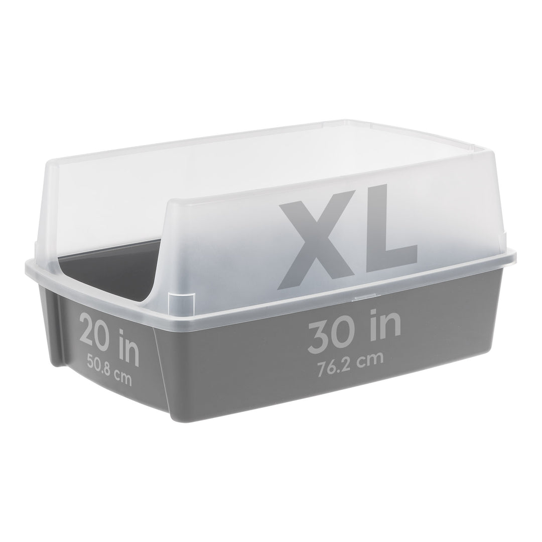Extra Large Open-Top Cat Litter Box with High Sides | Easy to Clean for Big Cats, Gray