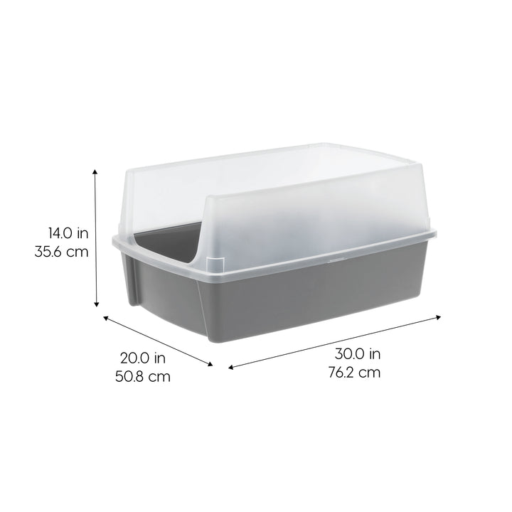 Extra Large Open-Top Cat Litter Box with High Sides | Easy to Clean for Big Cats, Gray