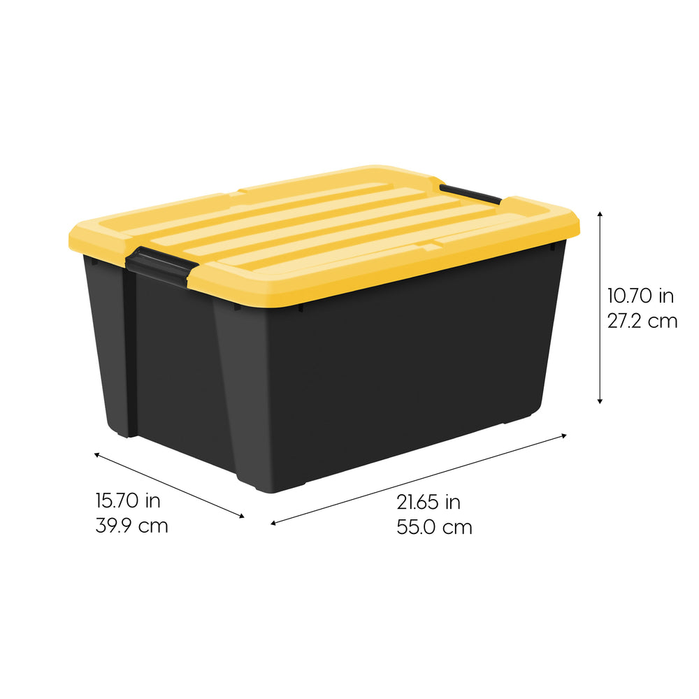 45 Qt. Plastic Storage Bins with Lids, Black, Latching, Stackable, Totes 4Pk - IRIS USA