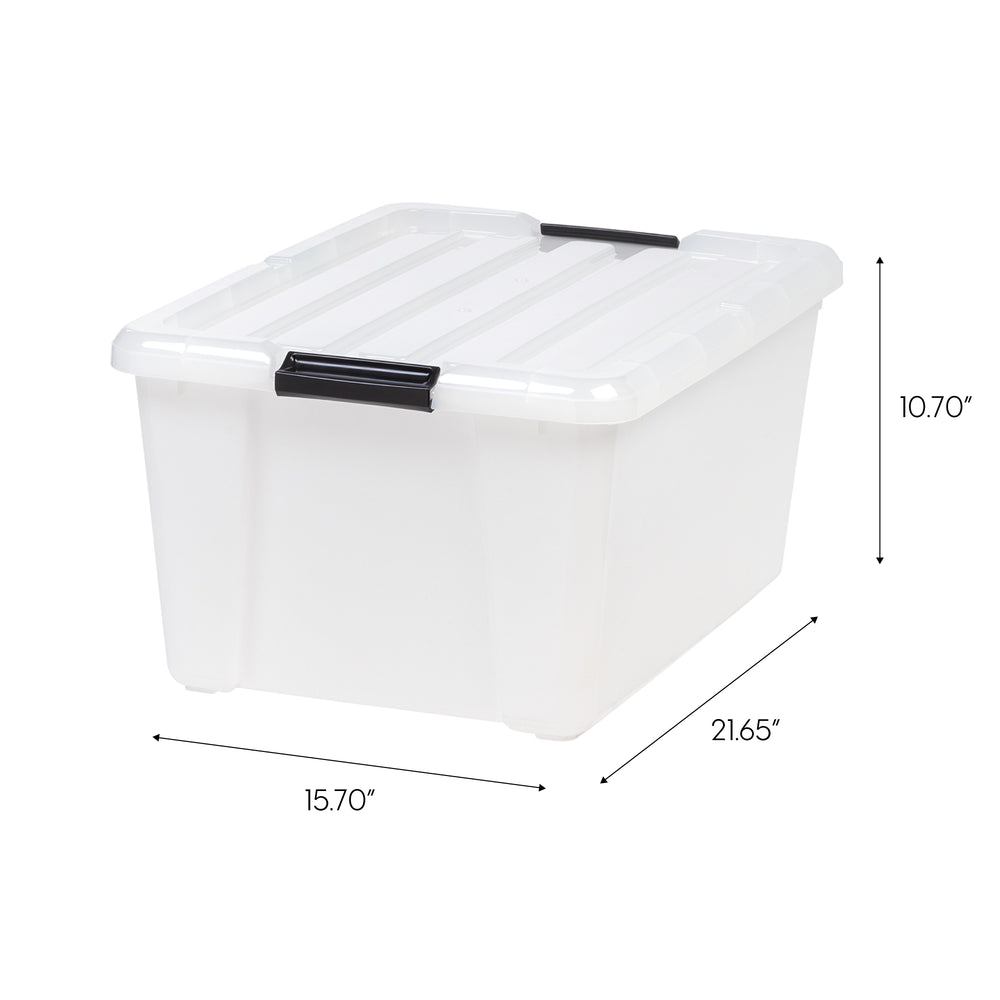 45 Quart Buckle Down Storage Box, 4 Pack, Pearl - IRIS USA