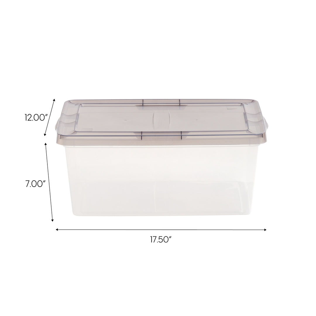 17 Qt. Stackable Box, Plastic Storage Bins with Lids, Clear, Gray Lid, Set of 8 - IRIS USA, Inc.