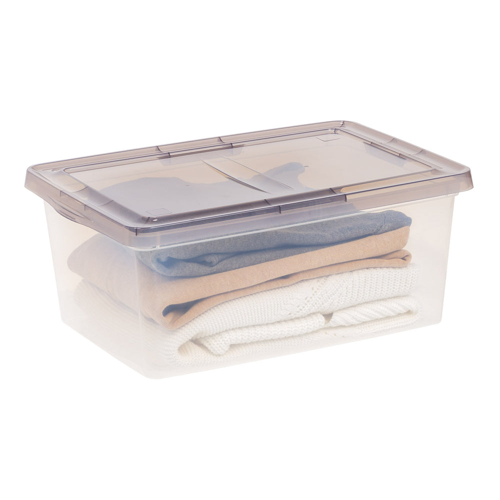 17 Qt. Stackable Box, Plastic Storage Bins with Lids, Clear, Gray Lid, Set of 8 - IRIS USA, Inc.