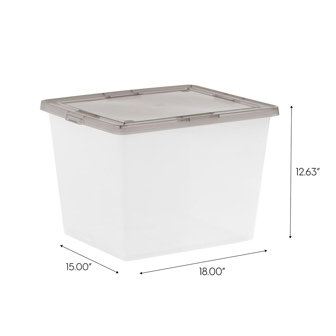 36 Qt. Stackable Box, Plastic Storage Bins with Lids, Clear, Gray Lid, Set of 6 - IRIS USA, Inc.