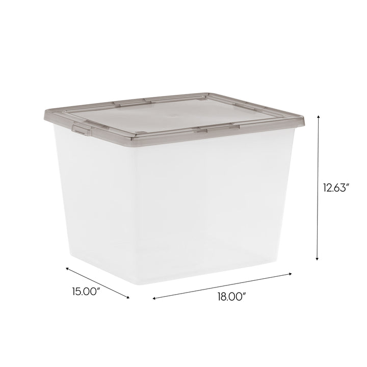 36 Qt. Stackable Box, Plastic Storage Bins with Lids, Clear, Gray Lid, Set of 6 - IRIS USA, Inc.