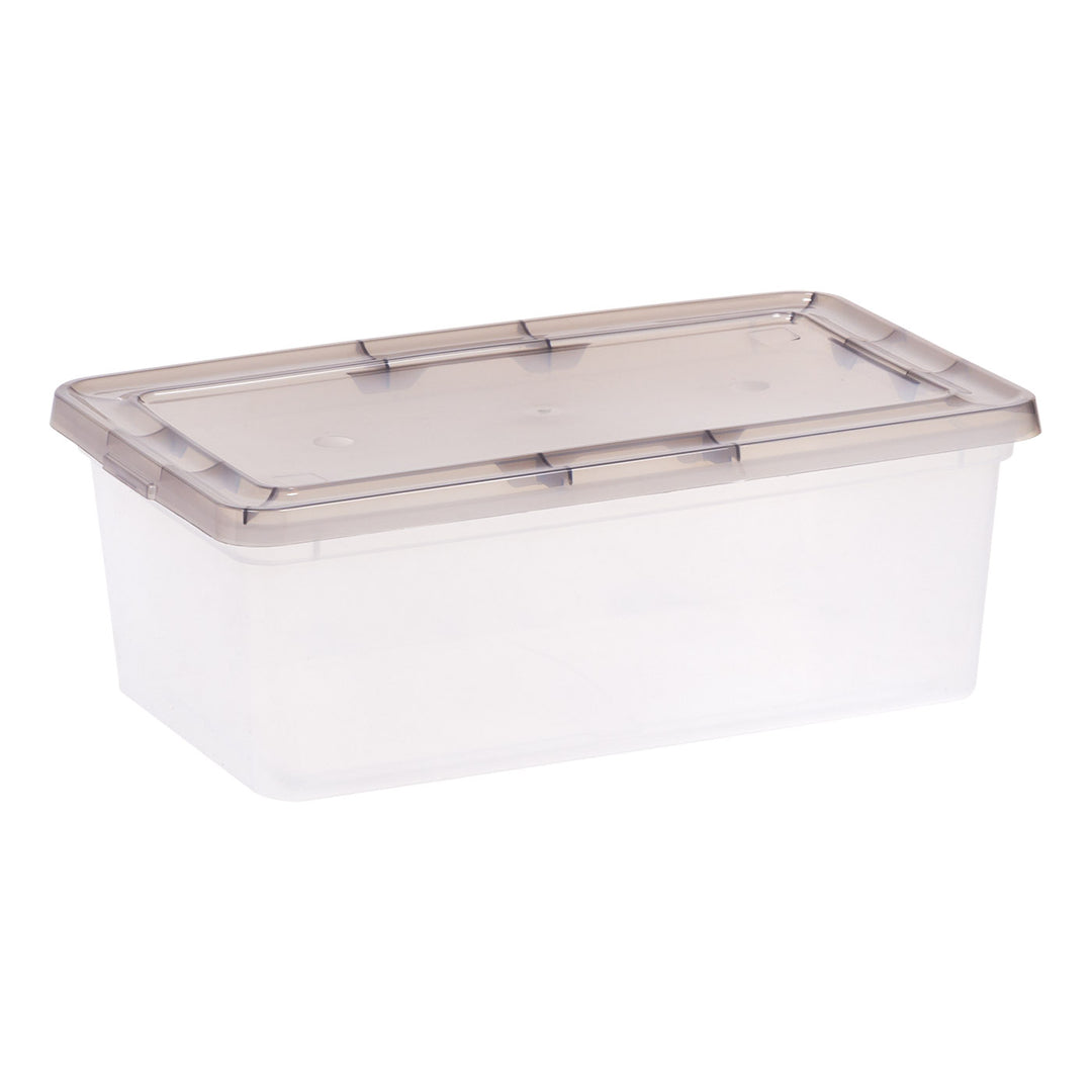 6.7 Qt. Stackable Box, Plastic Storage Bins with Lids, Clear, Gray Lid, Single Pk - IRIS USA, Inc.