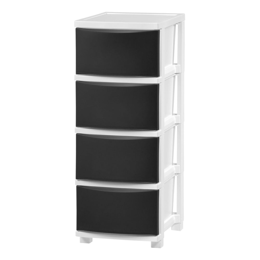 IRIS USA 4 Slim Plastic Drawer Storage, White/Blue