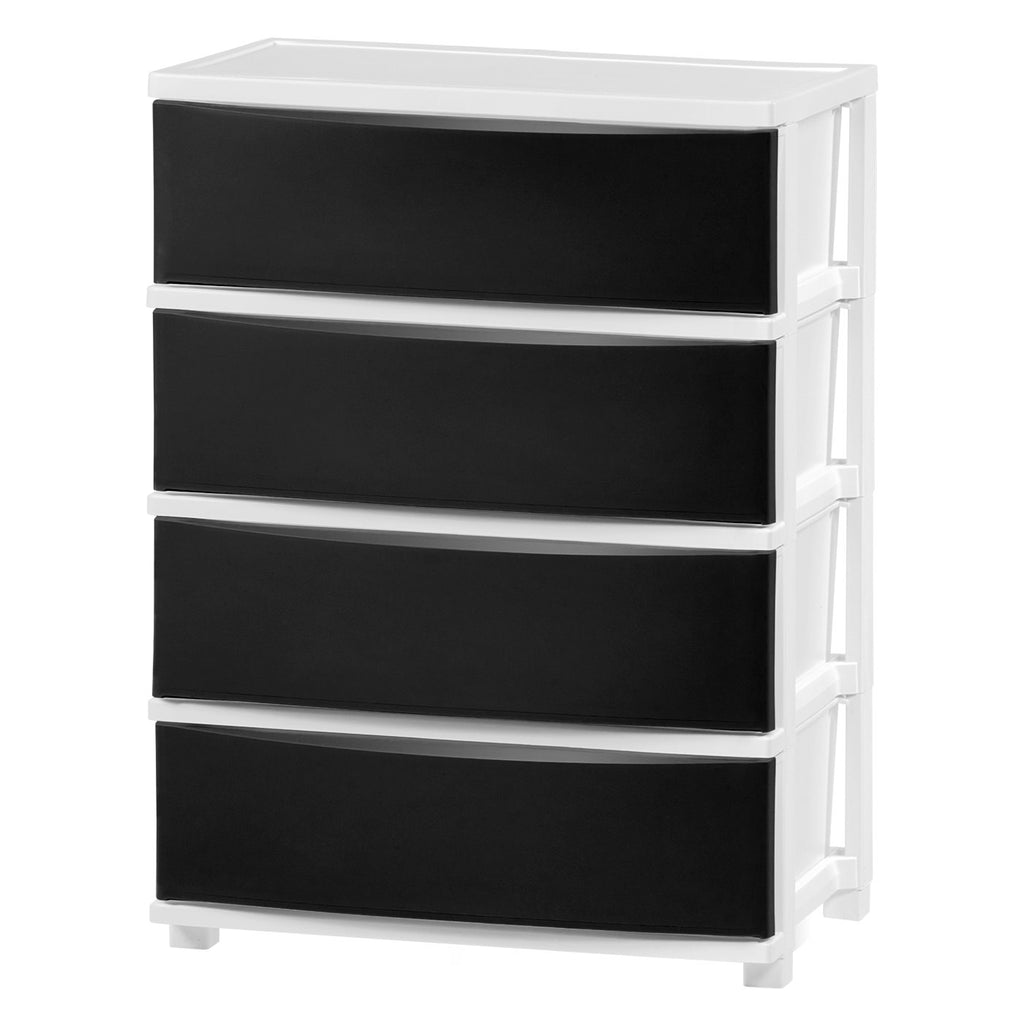 IRIS USA 4 Wide Drawer Storage, Organizer Unit for Bedroom, Closet, Living Room, Nursery, Dorm, White Frame with Matte Soft-Pink