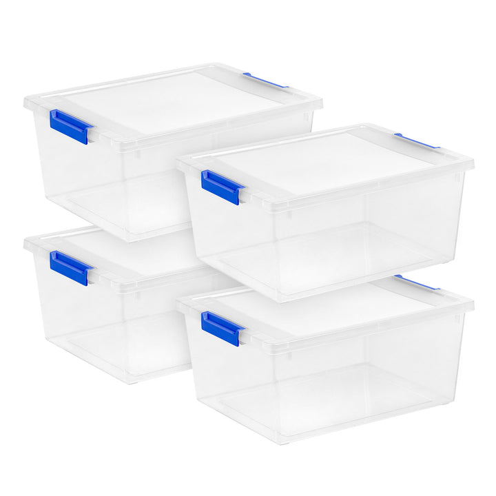 11 QT Clear Plastic Storage Container Clip Box 4 Pack - IRIS USA, Inc.