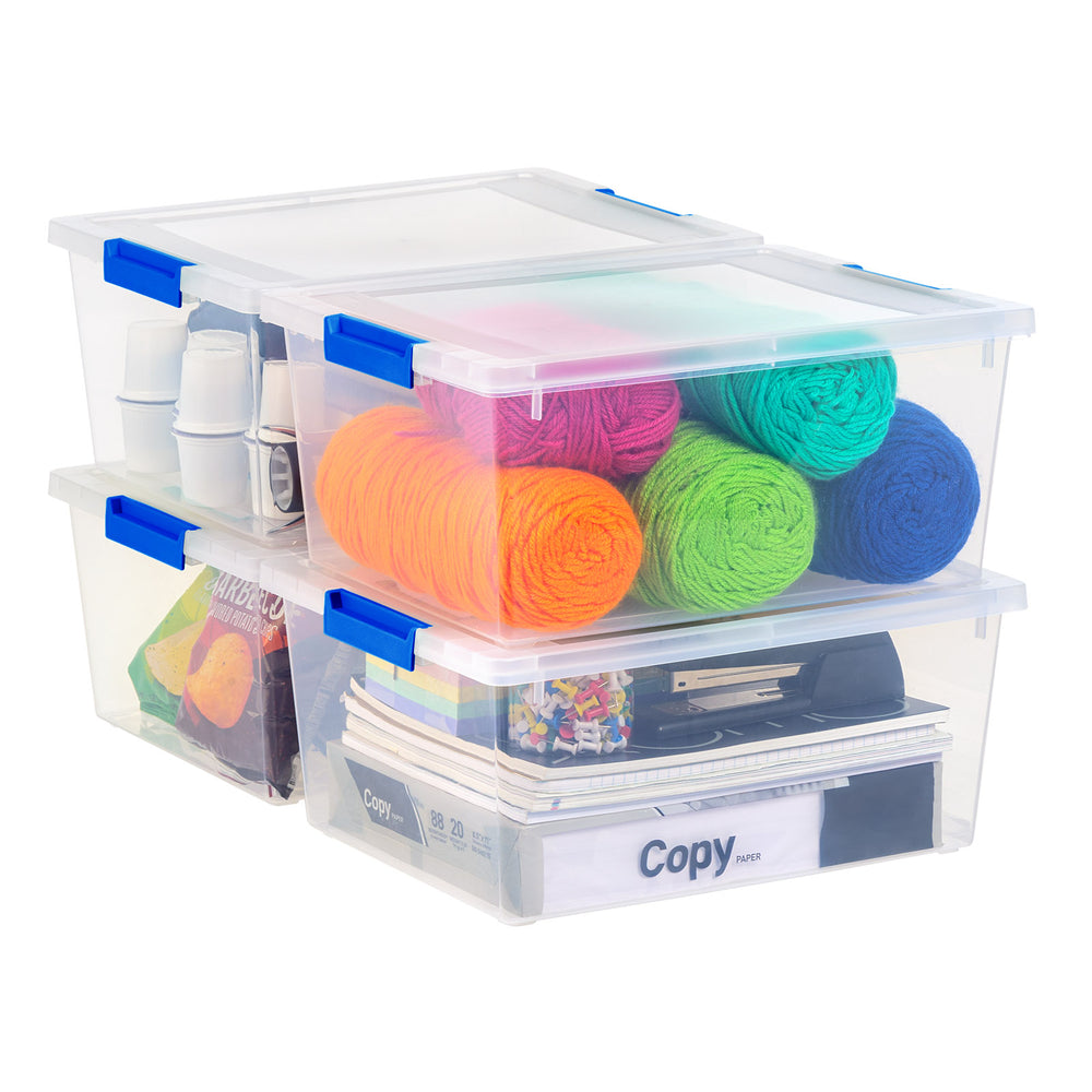 11 QT Clear Plastic Storage Container Clip Box 4 Pack - IRIS USA, Inc.