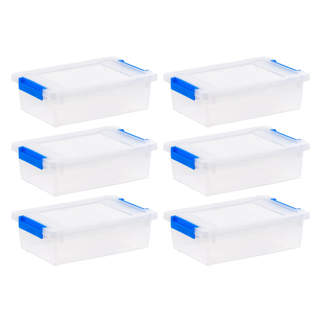 2.4 Qt. Plastic Storage Bins with Lids, Clear Containers, Latching Totes 6Pk - IRIS USA