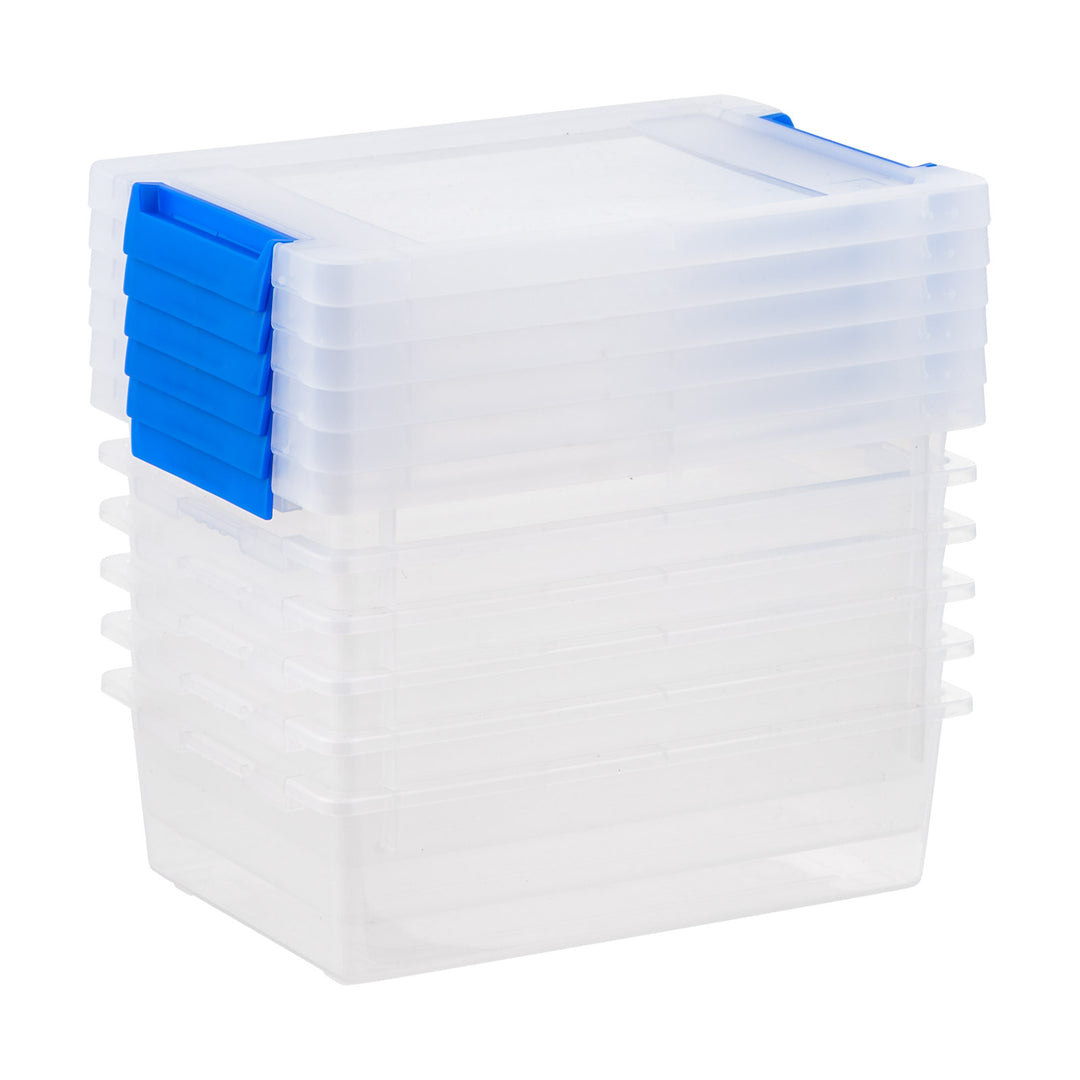 2.4 Qt. Plastic Storage Bins with Lids, Clear Containers, Latching Totes 6Pk - IRIS USA