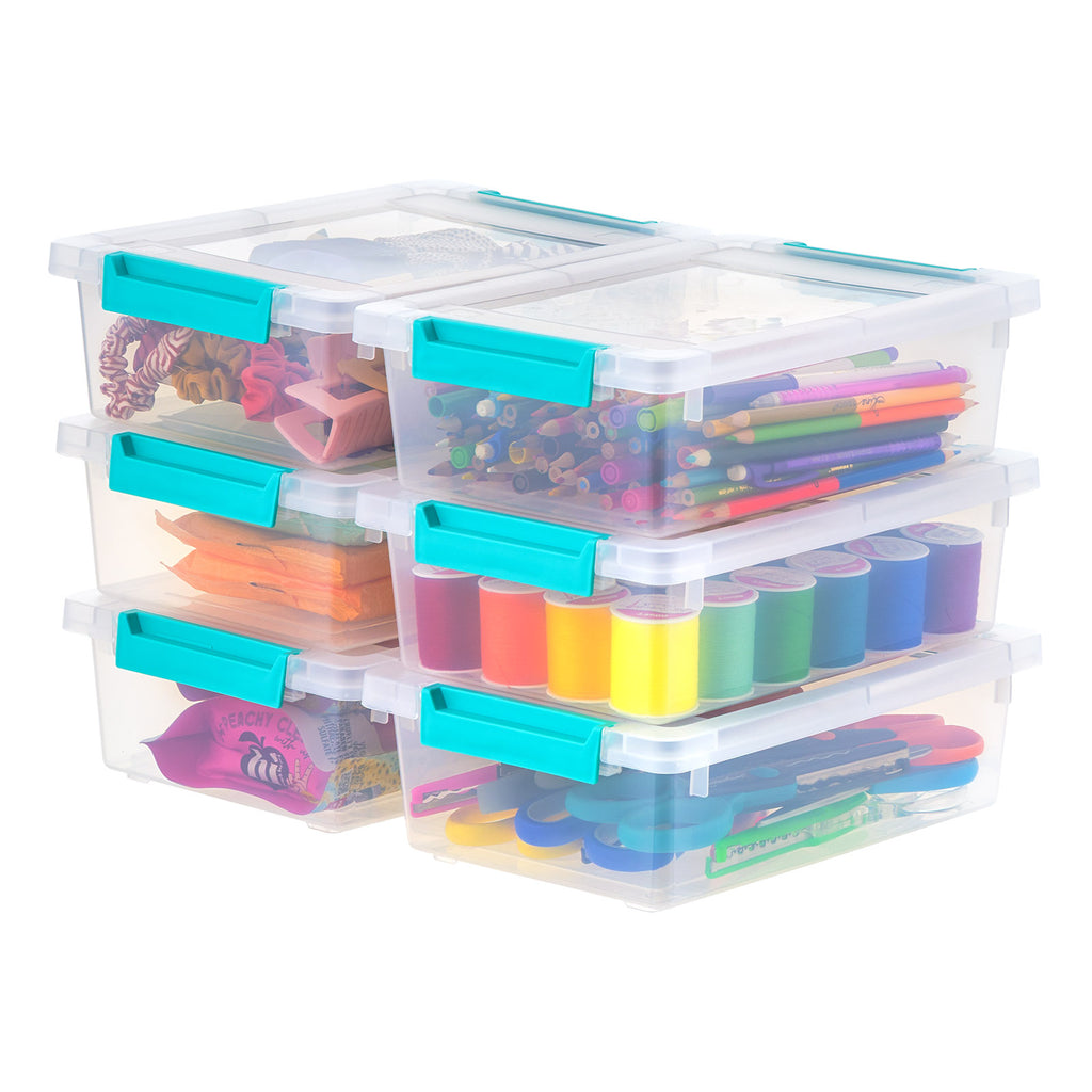2 Qt. Plastic Storage Containers with Turquoise Lids, 6 Pack
