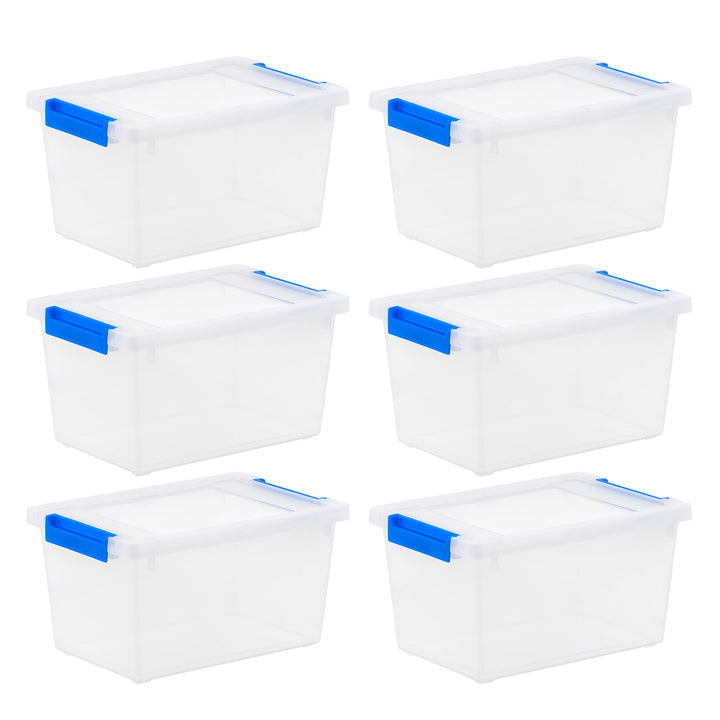 4.3 Qt. Plastic Storage Bins with Lids, Clear Containers, Latching Totes 6Pk - IRIS USA