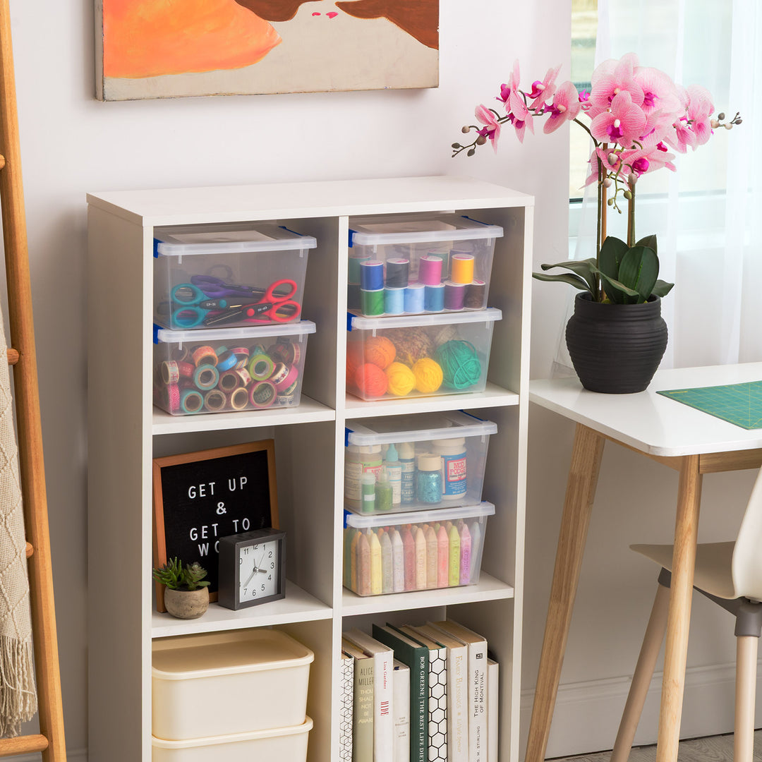 4.3 Qt. Plastic Storage Bins with Lids, Clear Containers, Latching Totes 6Pk - IRIS USA