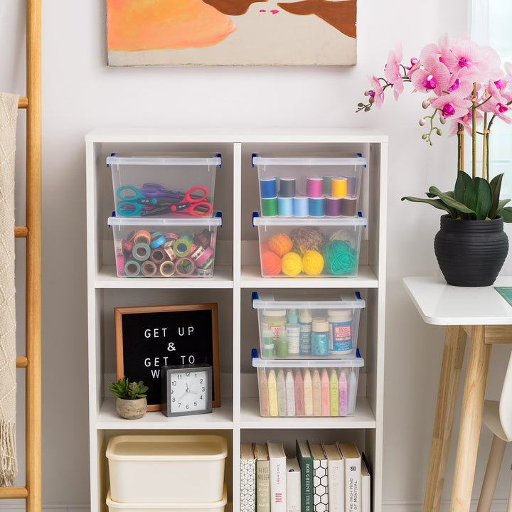 4.3 Qt. Plastic Storage Bins with Lids, Clear Containers, Latching Totes 6Pk - IRIS USA