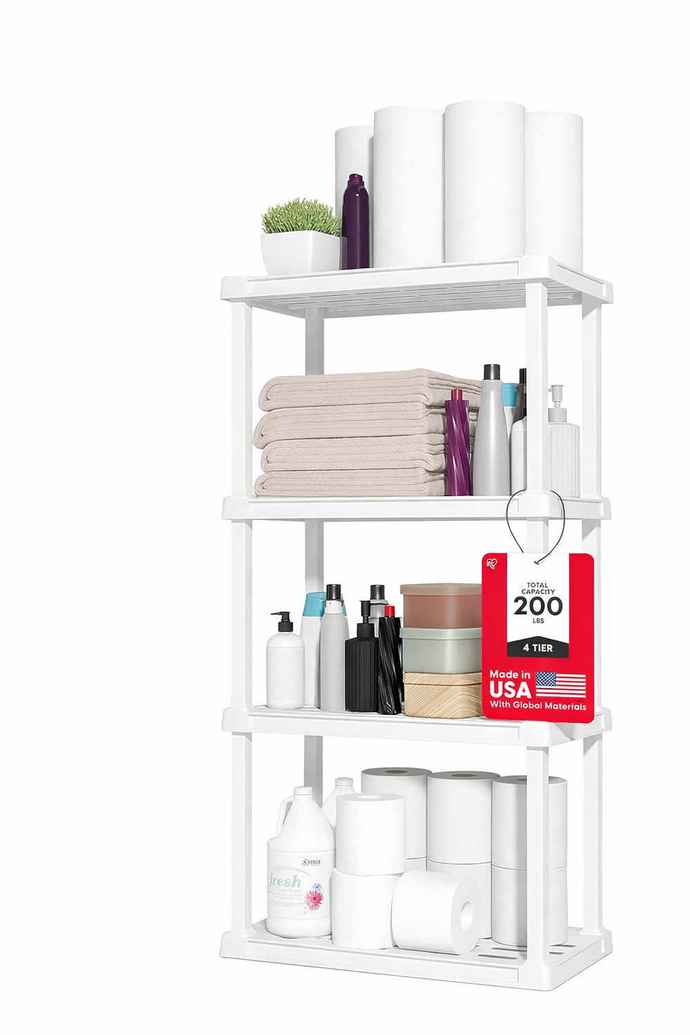 Light Duty Plastic Storage Shelves - White - IRIS USA