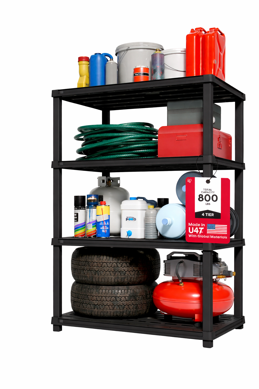 Extra Heavy Duty Deep Plastic Storage Shelves - Black - IRIS USA