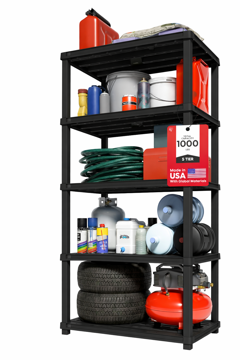 Extra Heavy Duty Deep Plastic Storage Shelves - Black - IRIS USA