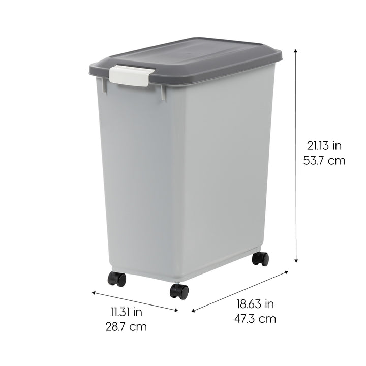 Airtight Pet Food Storage Container with Wheels with Built in Scoop Up to 40 Pounds