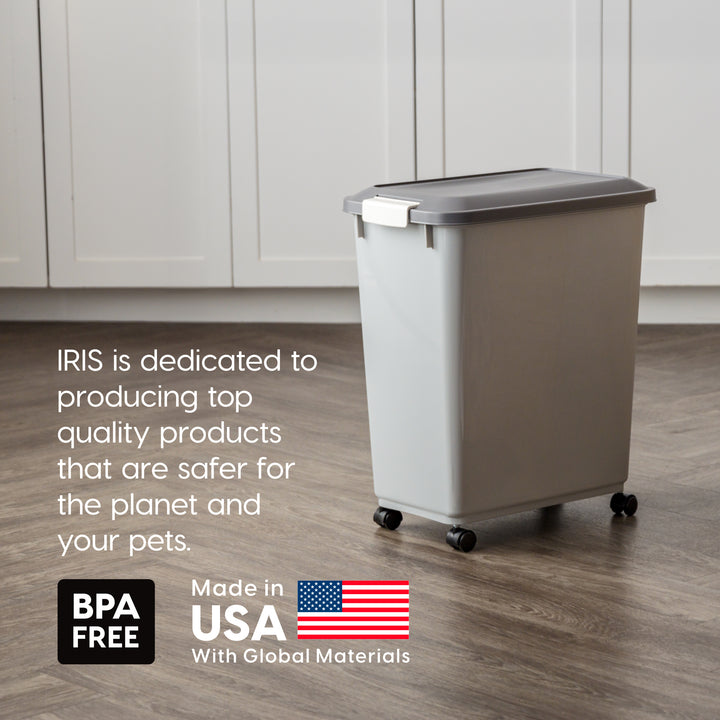 Airtight Pet Food Storage Container with Wheels with Built in Scoop Up to 40 Pounds