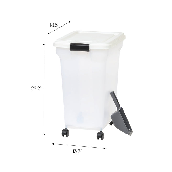 42lb (55 Qt.) Airtight Pet Food Container with Scoop for Dog and Cat Food, Clear White - IRIS USA, Inc.
