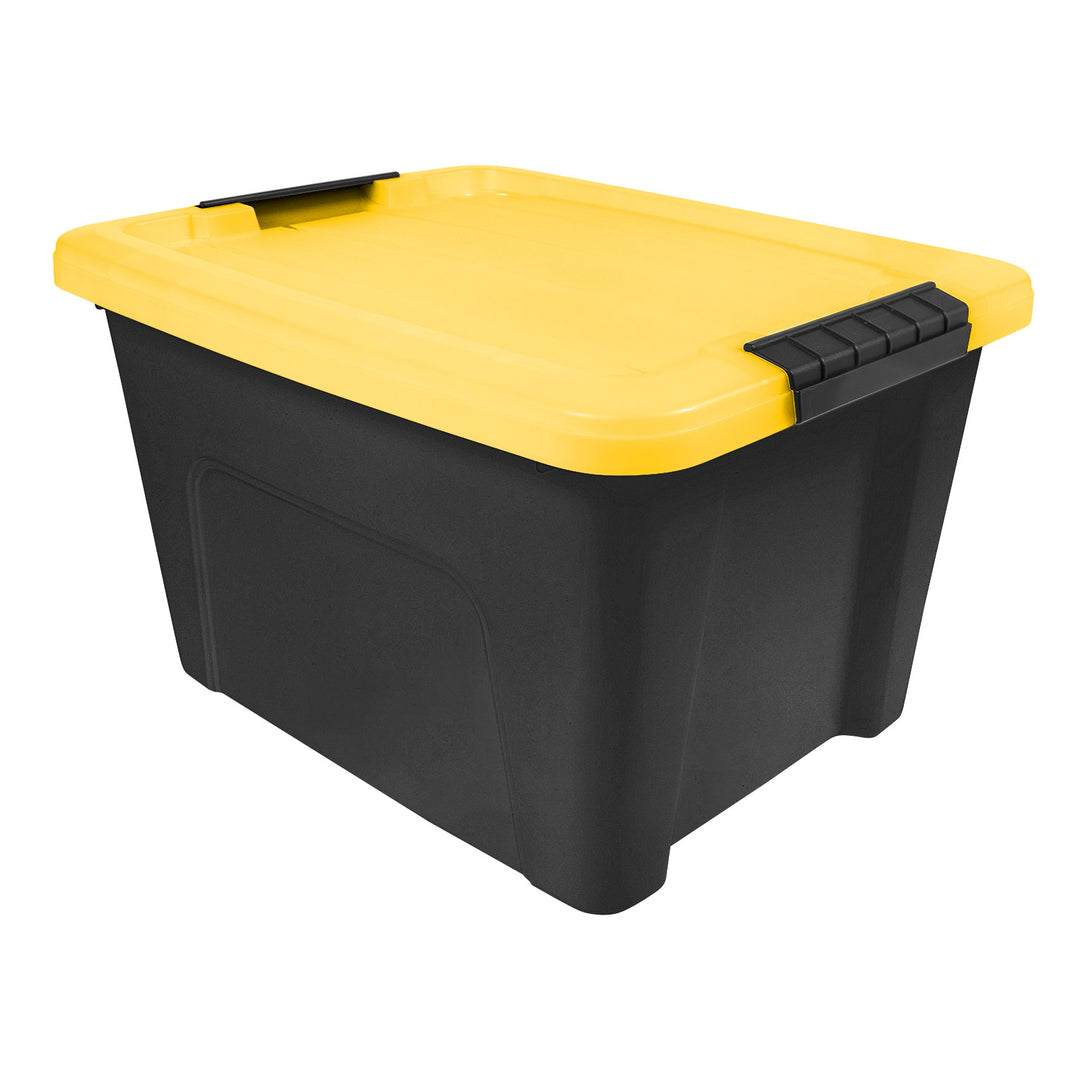 20 Qt. Plastic Storage Bins with Lids, Black, Latching, Stackable, Totes 6Pk - IRIS USA