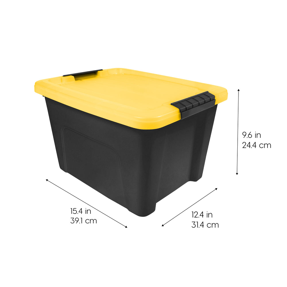 20 Qt. Plastic Storage Bins with Lids, Black, Latching, Stackable, Totes 6Pk - IRIS USA