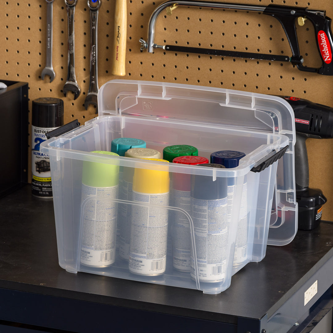 20.5 qt. Buckled Clear Box, Clear, 6-Pack - IRIS USA