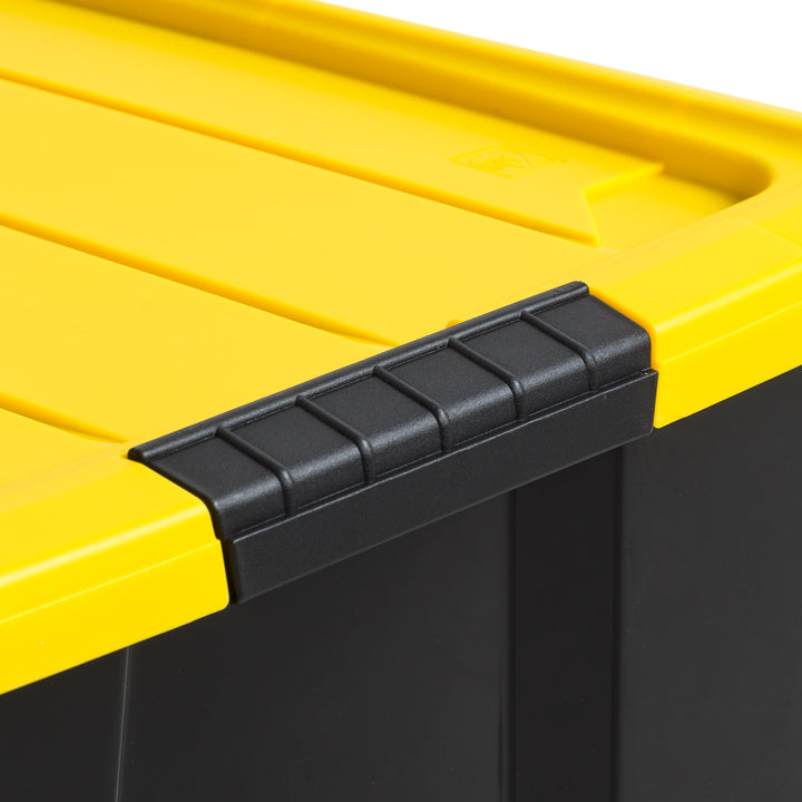60 Qt. (15 gal.) Large Latch Box, Plastic Storage Bins with Lids, Black-Yellow, Set of 6 - IRIS USA, Inc.
