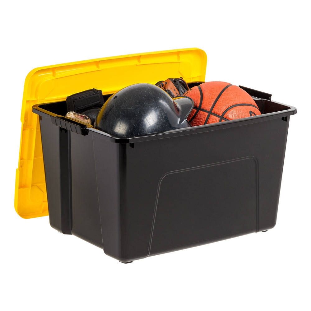 60 Qt. (15 gal.) Large Latch Box, Plastic Storage Bins with Lids, Black-Yellow, Set of 6 - IRIS USA, Inc.