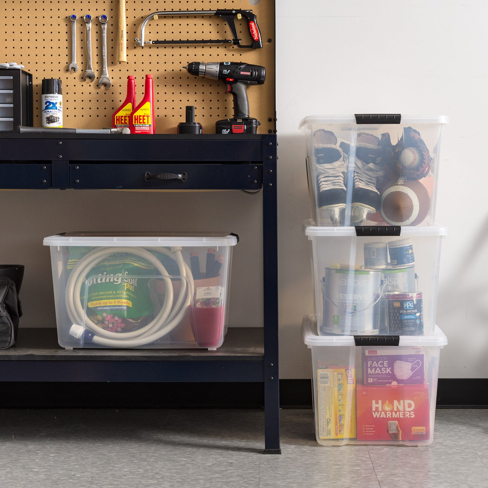 60 Qt. (15 Gal.) Clear Latch Box, Stackable Plastic Storage Bins 60 Qt. (15 Gal.) Clear Latch Box, Stackable Plastic Storage Bins