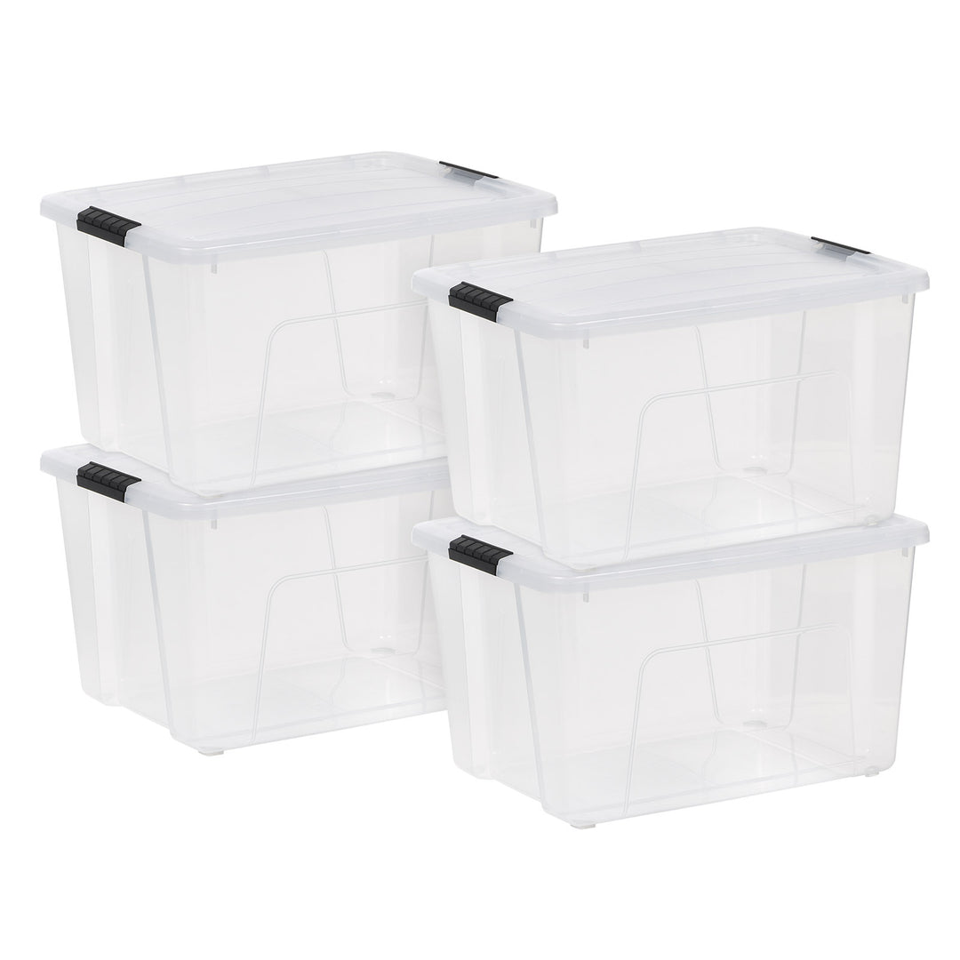 60 Qt. (15 Gal.) Clear Latch Box, Stackable Plastic Storage Bins with Lids, Set of 4 - IRIS USA, Inc.
